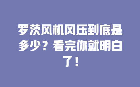 羅茨風(fēng)機(jī)風(fēng)壓到底是多少？看完你就明白了！ 一