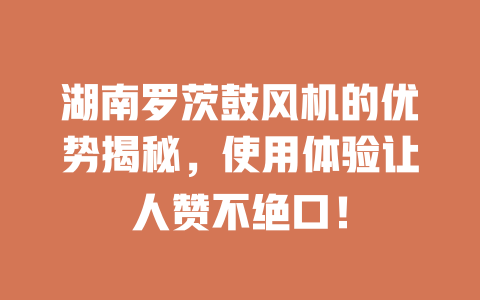 湖南羅茨鼓風機的優(yōu)勢揭秘，使用體驗讓人贊不絕口！ 一