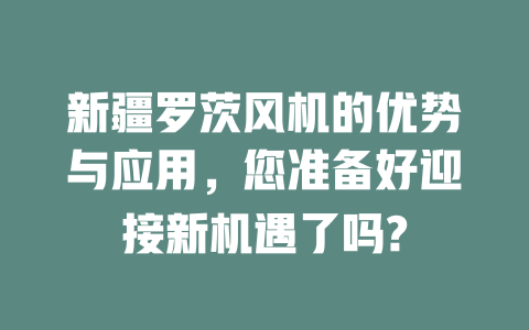 新疆羅茨風(fēng)機(jī)的優(yōu)勢與應(yīng)用，您準(zhǔn)備好迎接新機(jī)遇了嗎? 一