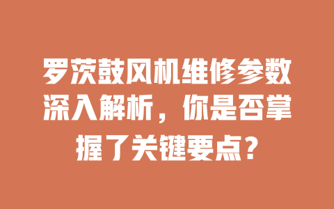 羅茨鼓風機維修參數(shù)深入解析，你是否掌握了關(guān)鍵要點？ 一